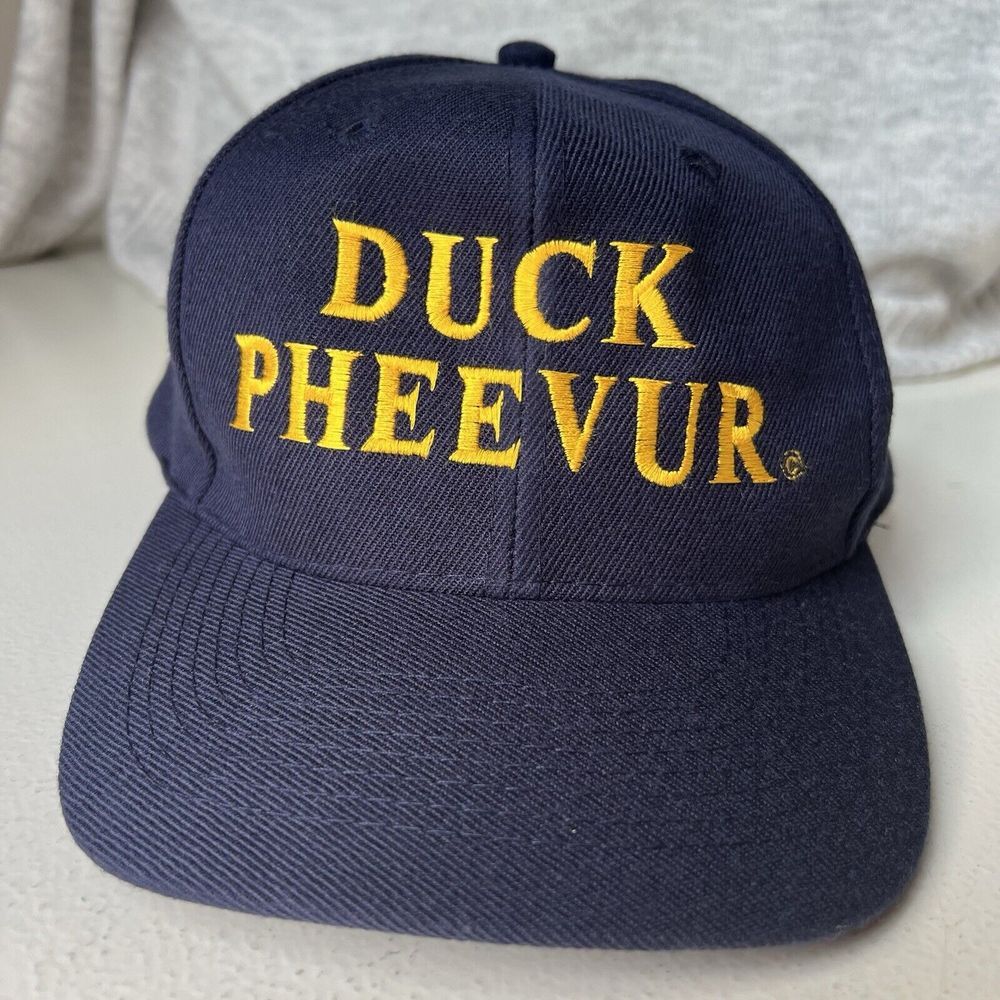 Vintage Duck Pheevur OTTO CAP Trucker Style Hat Blue And Yellow Adjustable Hunt
